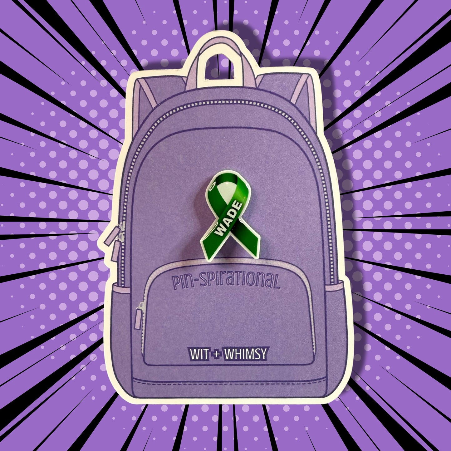 Custom Awareness Ribbon Backpack Pin – Personalized Support Pin for Cause, Memorial, Fundraiser | Choose Ribbon Color & Name