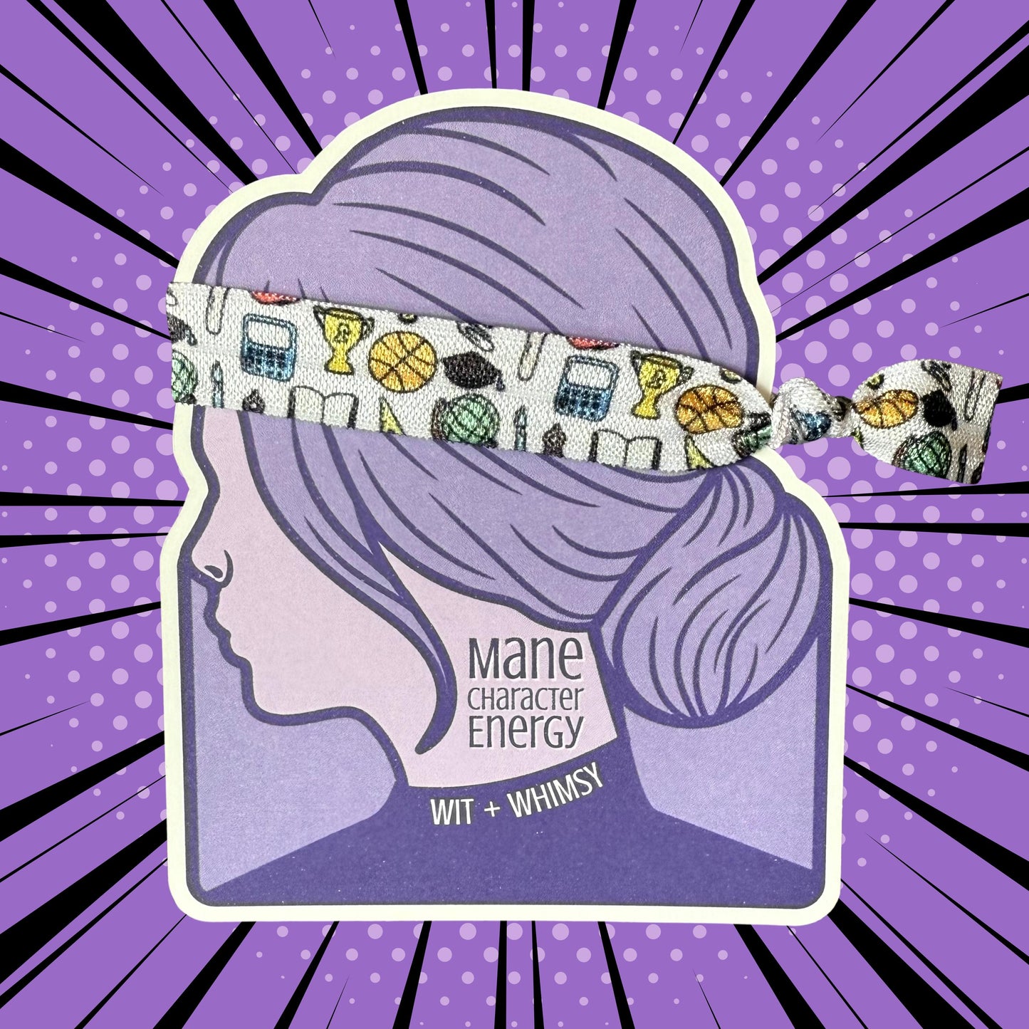 Sports & School Icons Stretch Hair Tie β No-Crease Elastic Hair Band for Teachers, Students, Athletes MVP Gifting