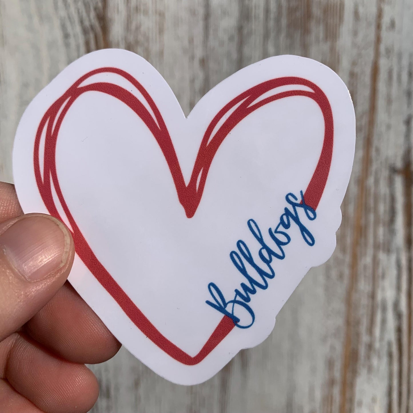 Waterproof Bulldog Heart 3” Die-Cut Sticker – School Spirit Decal Accessory for Water Bottles, Notebooks, Laptops, and More!