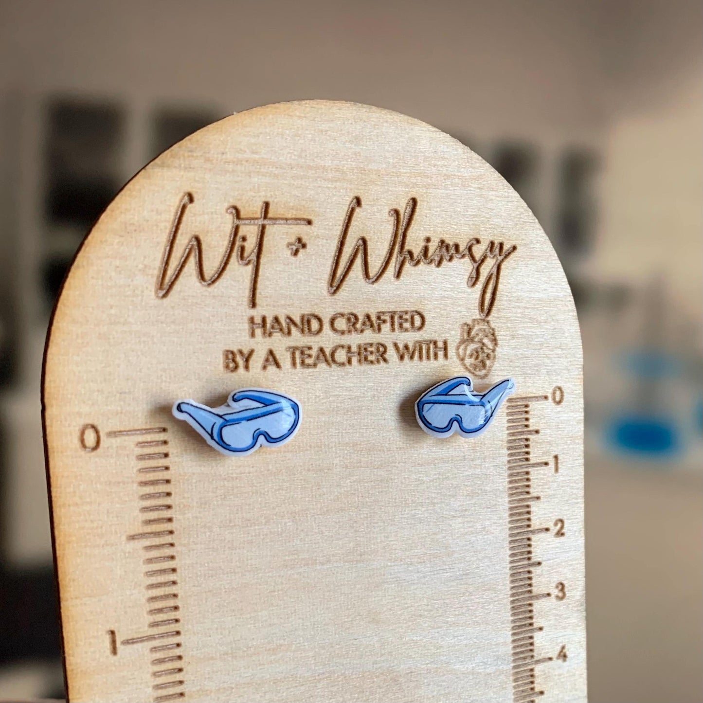 Safety Glasses Post Earrings - Fun, Unique Lab Safety Jewelry for Teachers, Students, and Science Enthusiasts, Handmade Accessories