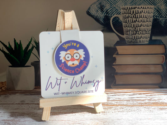You’re a Science Champ! Magnetic Bookmark – Fun Science Gift, Teacher & Student Reward, STEM Prize, Planner / Journal Clip, Science Bookmark