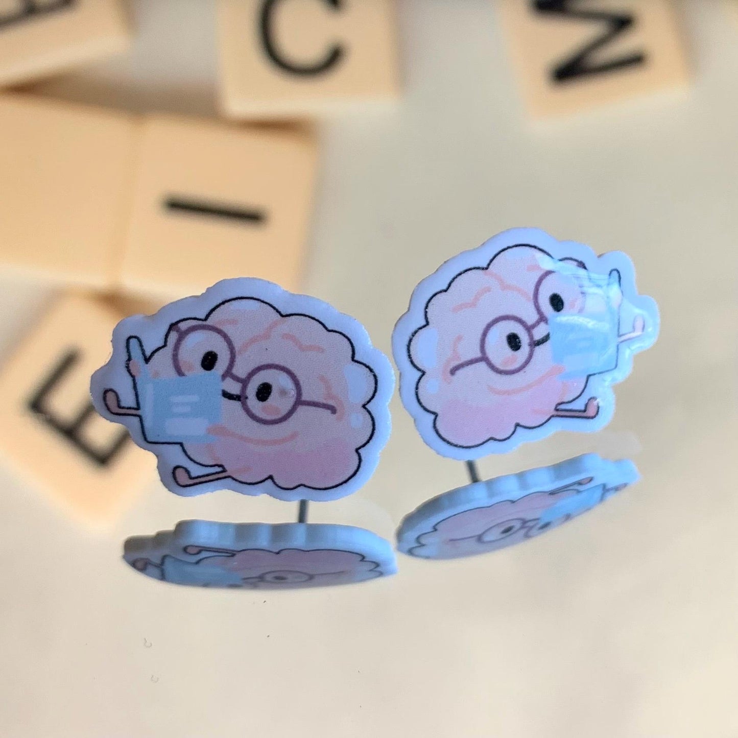Brain Reading Newspaper Post Earrings - Fun, Unique Science Jewelry for Teachers, Students, and Book Lovers, Handmade Accessories, Studs