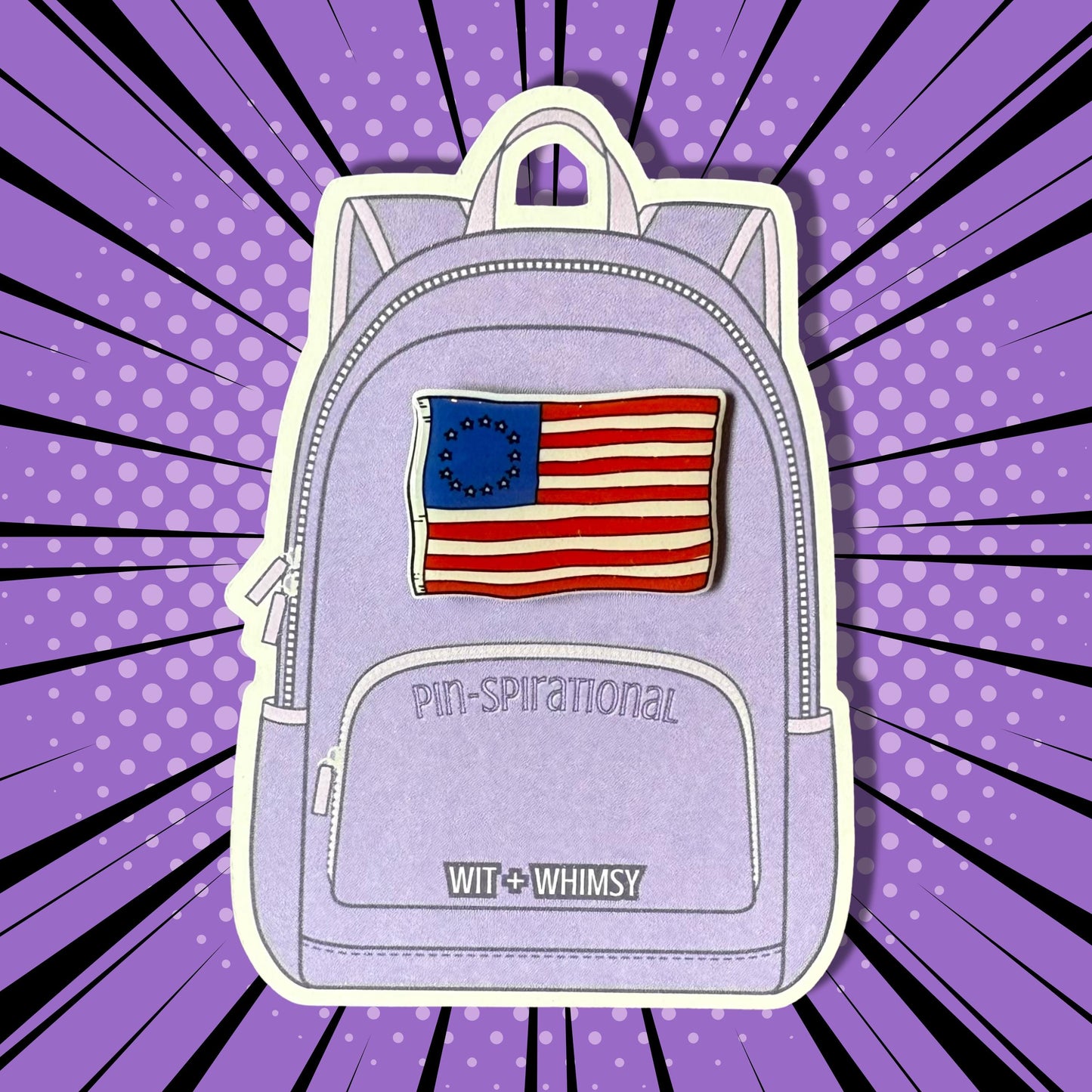 Betsy Ross Flag Lapel Pin – Patriotic Historical American Flag Pin for Backpacks, Jackets & Lanyards – 4th of July Gift – Pin-spiration