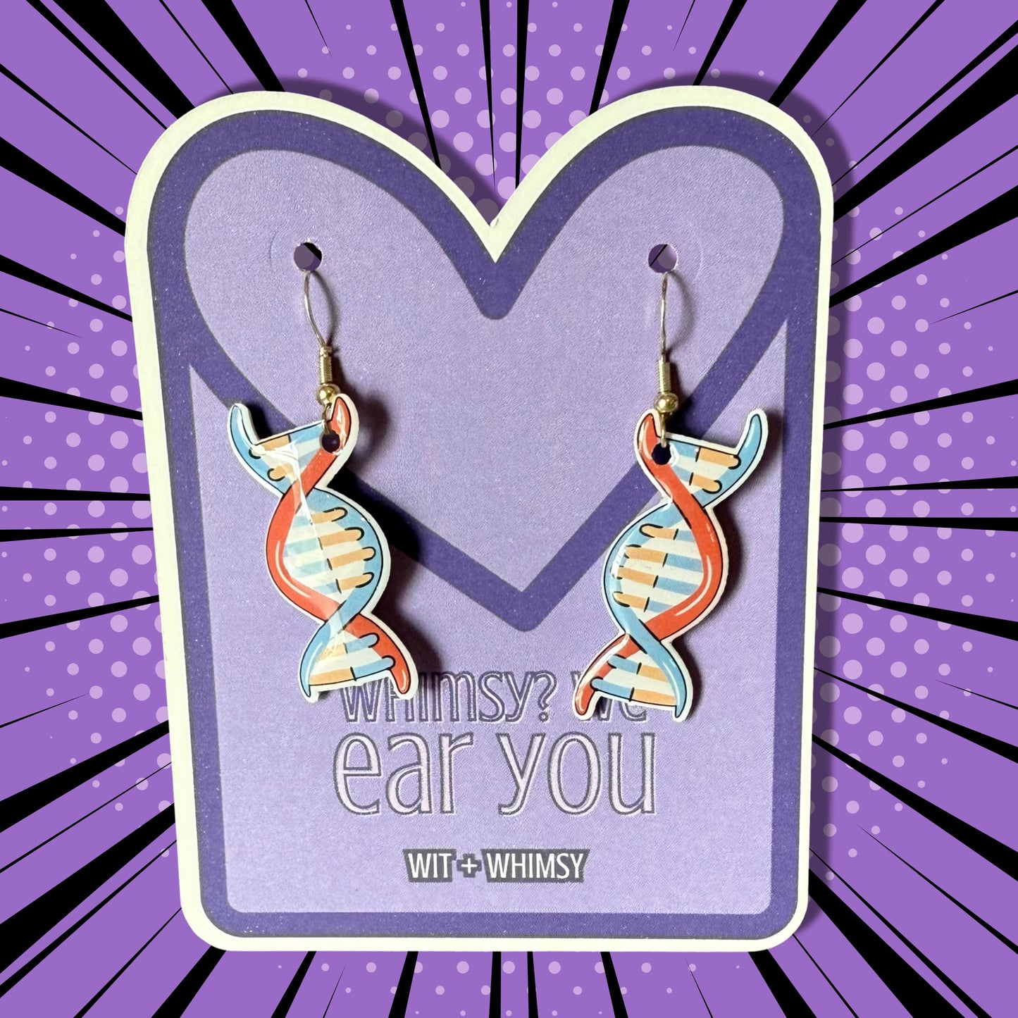 Dangle DNA Earrings - Fun, Unique Science Jewelry for Teachers, Students, and STEM Enthusiasts, Handmade Accessory, Science Genetics