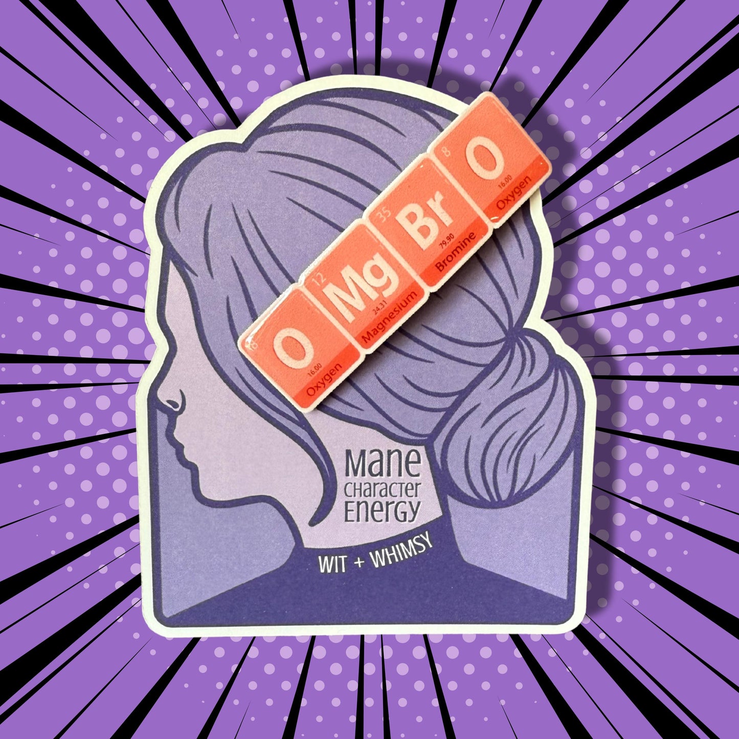 OMG BRO Barrette – Funny Science Hair Clip for Chemistry Teachers, Periodic Table Back to School Hair Accessory, STEM Teacher Gift, Nerdy
