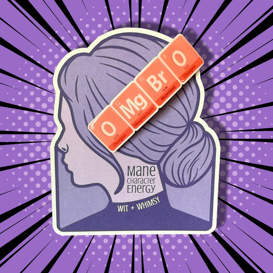 OMG BRO Barrette – Funny Science Hair Clip for Chemistry Teachers, Periodic Table Back to School Hair Accessory, STEM Teacher Gift, Nerdy