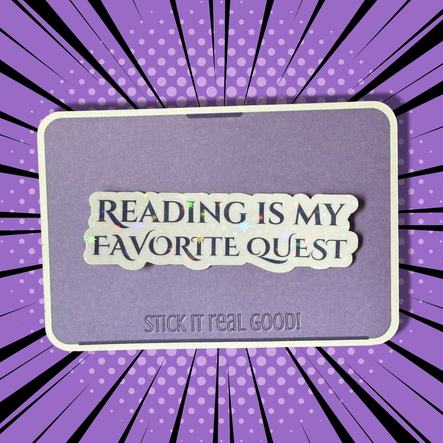 Reading Is My Favorite Quest Sticker – Bookish Vinyl Sticker, Fantasy Reading Sticker for Book Lovers, Waterproof Die Cut Decal