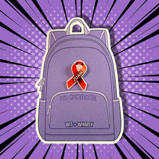 Custom Awareness Ribbon Backpack Pin – Personalized Support Pin for Cause, Memorial, Fundraiser | Choose Ribbon Color & Name