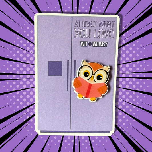 Owl Reading Magnet – Strong Neodymium Magnet for Fridge, Locker, or Whiteboard – Teacher Gift, Cute Book Lover Decor – Owl Magnet