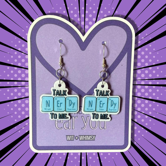 Talk Nerdy to Me Dangle Earrings - Fun Unique Chemistry Jewelry for Teachers, Students, and Science Enthusiasts Periodic Table Elements