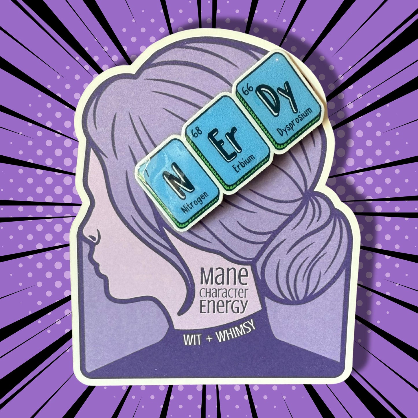 NERDY Periodic Table Hair Clip – Funny Science Barrette for STEM Teachers, Students, Back to School, Geeky Gift